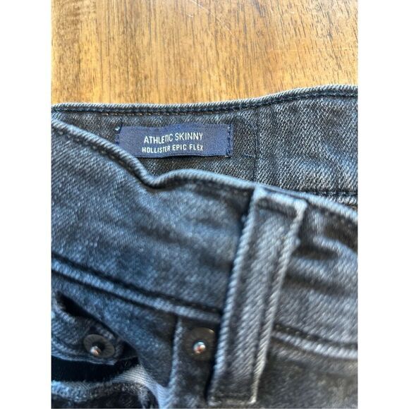 Hollister Epic Flex Black Denim Jeans Men's Size 29x30 Skinny Distressed Ripped - Picture 5 of 9